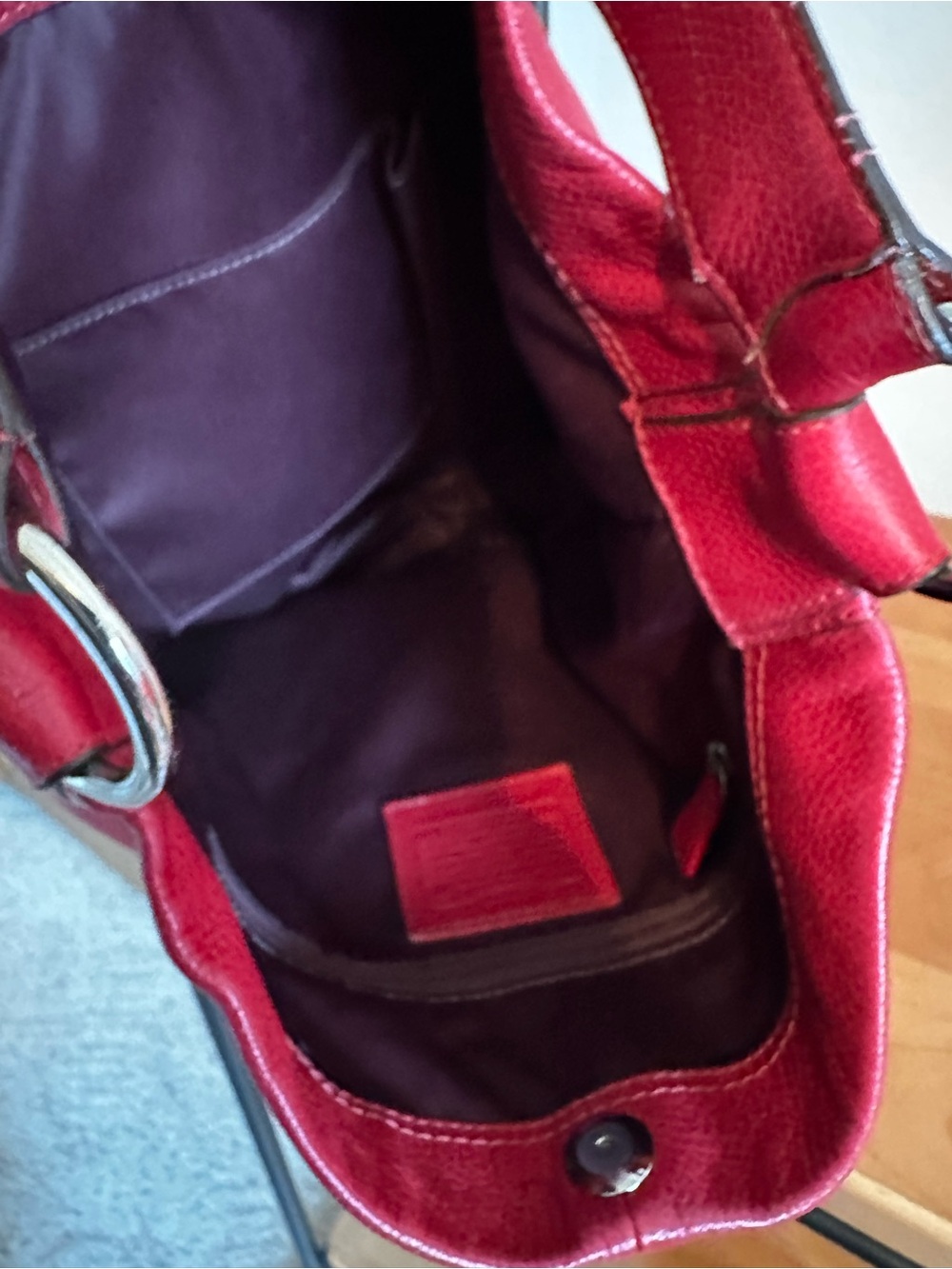 Coach Penelope Hobo Bag | Red Pebbled Leather F16535 - Picture 5 of 9
